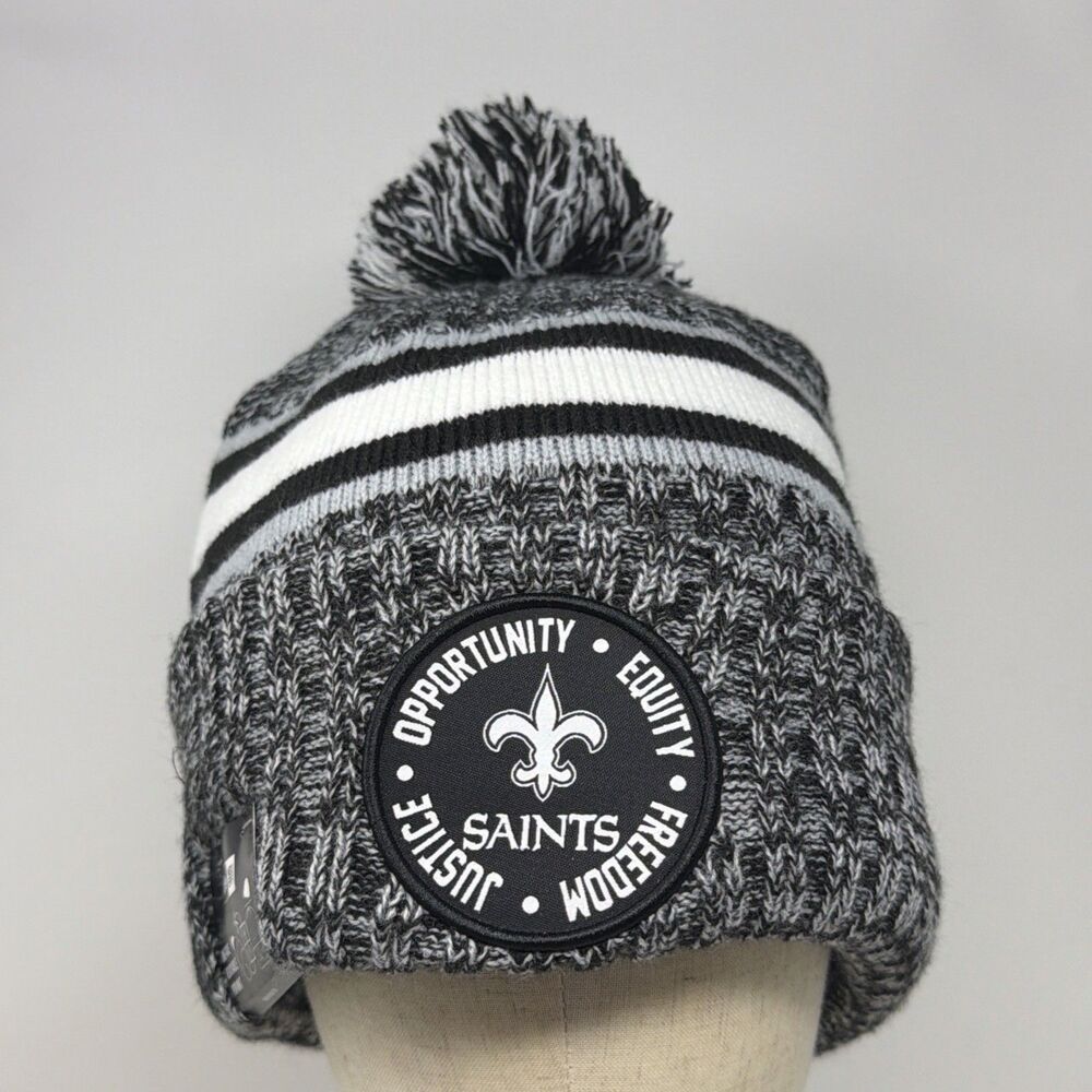 New Era New Orleans Saints NFL Inspire Change Pom Knit Beanie Gray Black NWT